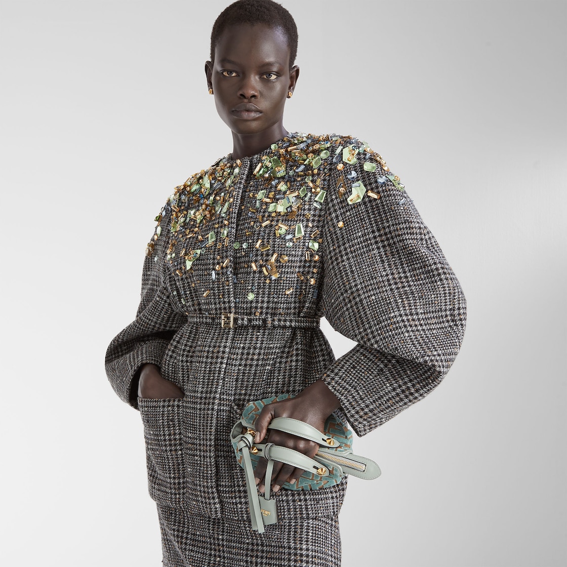 FENDI By The Way Soft Mini Matcha green FF jacquard velvet mini-bag - Image 5